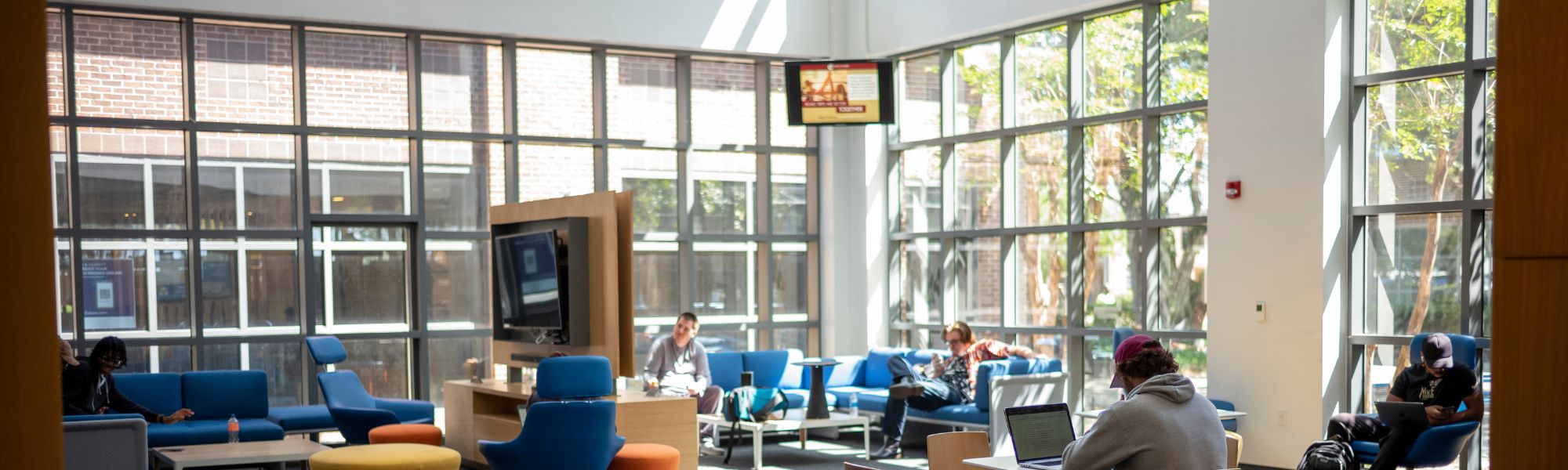 Students sitting in student union